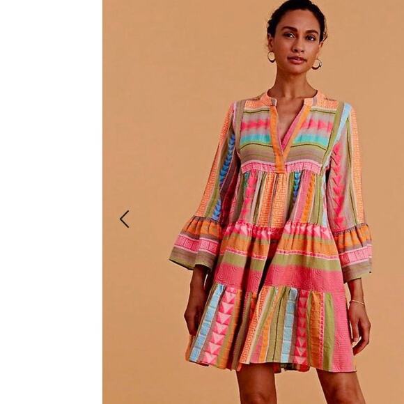 Devotion TWINS Dresses & Skirts - Devotion Twins Ella Short Mini Dress Pink Orange Print Anthropologie Medium